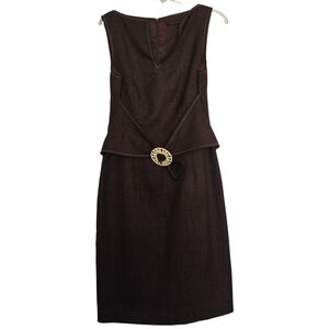 David Meister Dark Brown Midi Dress with Buckle